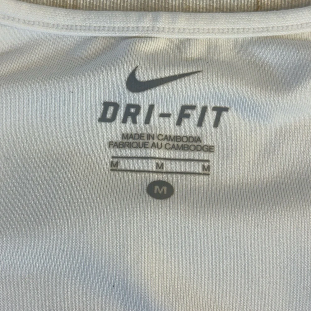 Nike Dri-FIT V-neck short-sleeve athletic top‎ white with teal. Size M